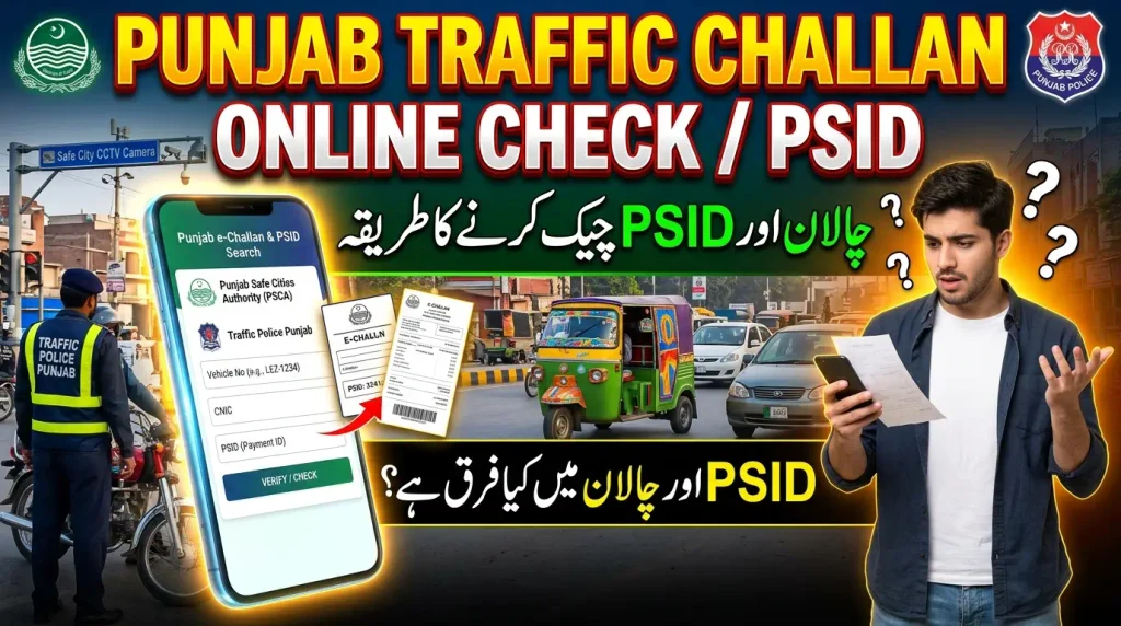 Traffic challan PSID check online
