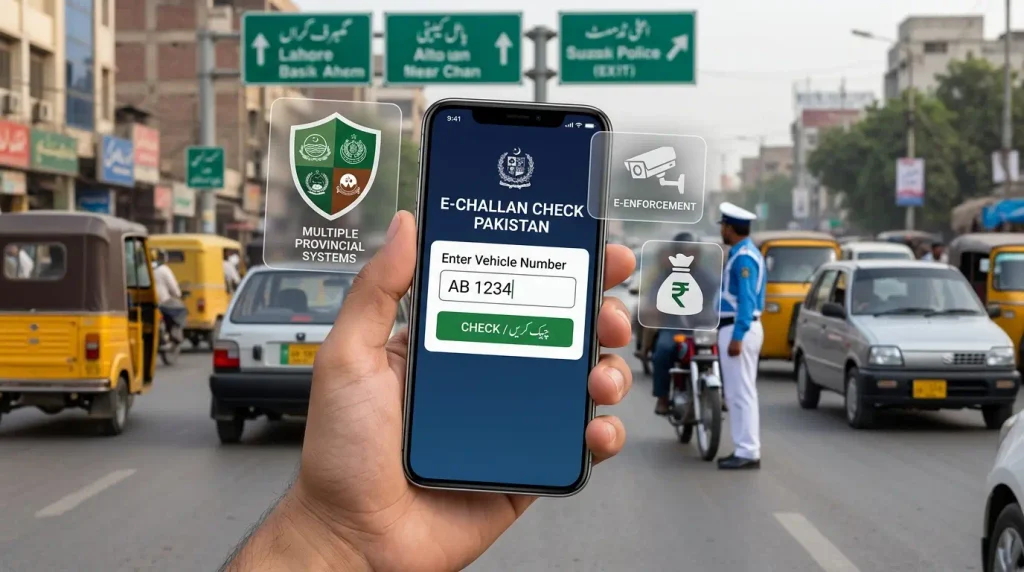 e challan check by vehicle number Pakistan