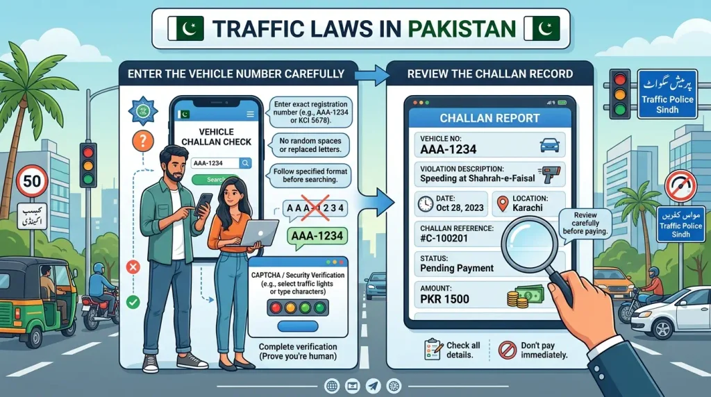 E challan check by vehicle number Pakistan