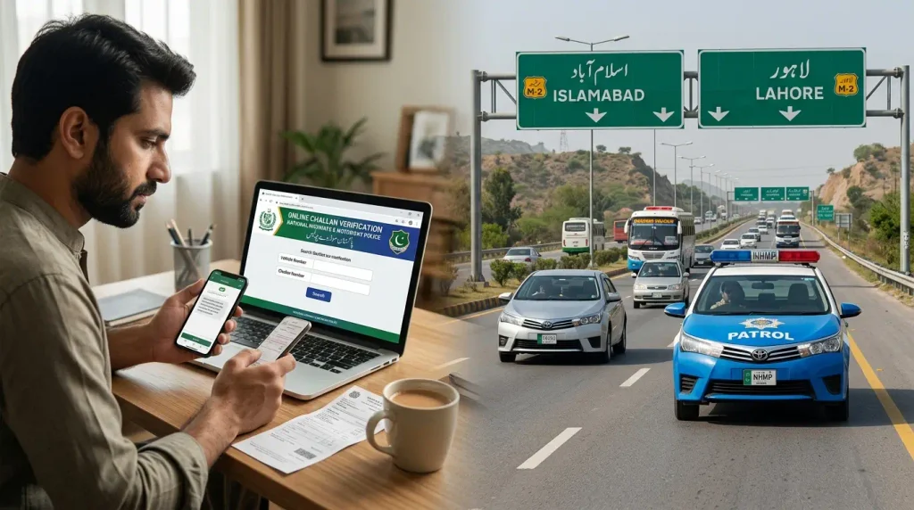 Motorway challan check online for NHMP traffic ticket in Pakistan